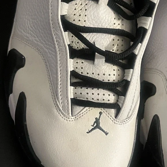 Jordan White and Black High-Top Sneakers with Leather Overlays - Picture 2 of 12